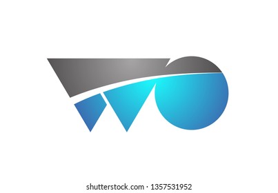 alphabet letter wo w o logo combination in blue and grey colors suitable for business and corporate identity