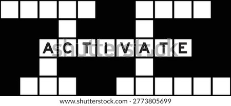 Alphabet letter in word activate on crossword puzzle background