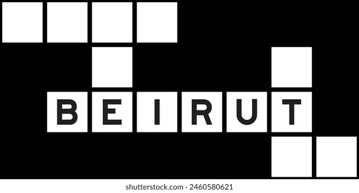 Alphabet letter in word beirut on crossword puzzle background