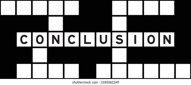 Alphabet letter in word conclusion on crossword puzzle background