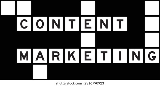 Alphabet letter in word content marketing on crossword puzzle background