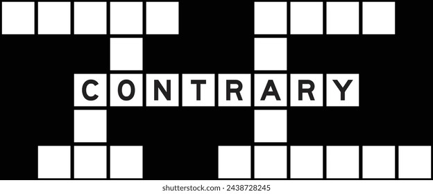 Alphabet letter in word contrary on crossword puzzle background