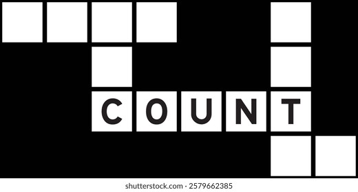 Alphabet letter in word count on crossword puzzle background