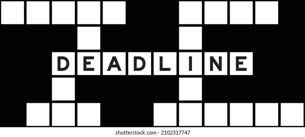 Alphabet letter in word deadline on crossword puzzle background