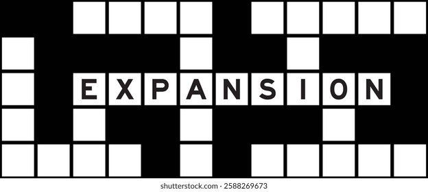 Alphabet letter in word expansion on crossword puzzle background