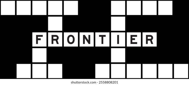 Alphabet letter in word frontier on crossword puzzle background