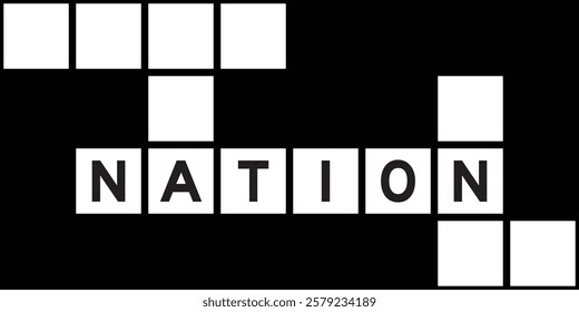 Alphabet letter in word nation on crossword puzzle background