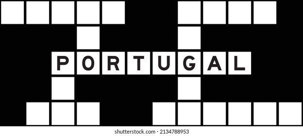 Alphabet letter in word portugal on crossword puzzle background