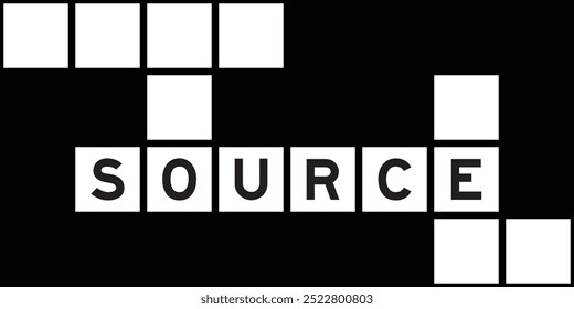 Alphabet letter in word source on crossword puzzle background