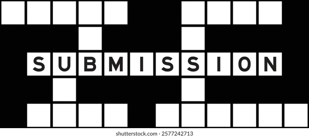 Alphabet letter in word submission on crossword puzzle background