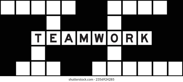 Alphabet letter in word teamwork on crossword puzzle background