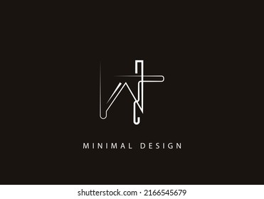 Letra alfabética logotipo WT línea de diseño