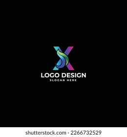 Letra alfabética X con vector de diseño de logotipo de forma abstracta 