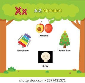 Alphabet Letter X education vocabulary illustration vector
