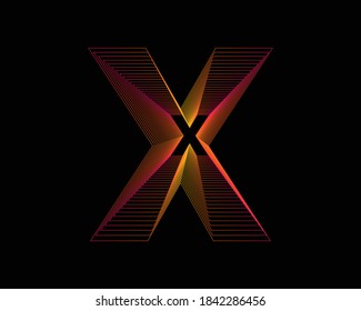 alphabet letter X with gradient line