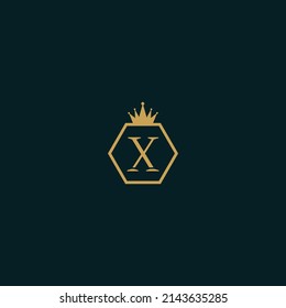 Alphabet letter X icon logo with crown
