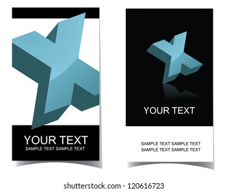 Alphabet letter X icon symbol business card set front and back. EPS 8 vector. No open shapes or paths.