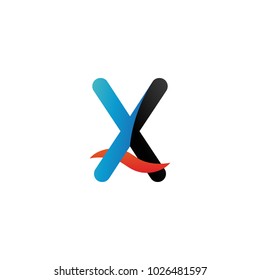 Alphabet letter x initial letter with orange wave logo icon template