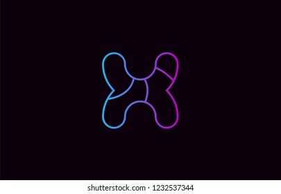 alphabet letter x logo design blue and pink color suitable for a company or business