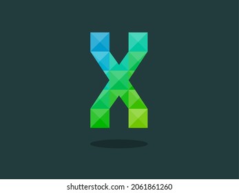 Alphabet letter X with perfect combination of bright blue-green colors. Good for print, t-shirt design, logo, etc. Vector illustrations.