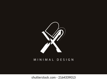 Alphabet letter XB logo design line art