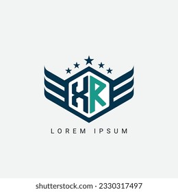 Alphabet letter XR, RX, X, R logo hexagon shape concept with wings ornament silhouette. 2