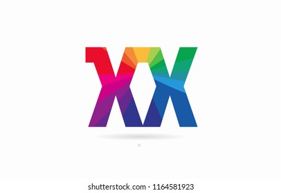 alphabet letter xx x x logo combination design with rainbow colors suitable for a company or business