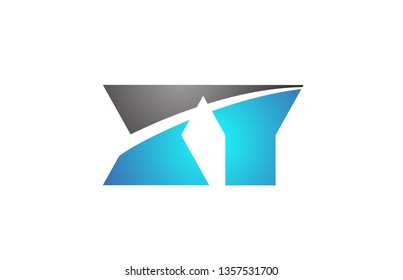 alphabet letter xy x y logo combination in blue and grey colors suitable for business and corporate identity