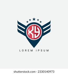 Alphabet letter XY, YX, X, Y logo location shape concept with wings ornament silhouette