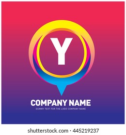 Alphabet letter Y colorful logo in the circle. Vector design template elements for your application or company identity.