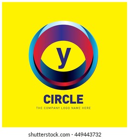 Alphabet letter Y colorful logo in the circle. Vector design template elements for your application or company identity.