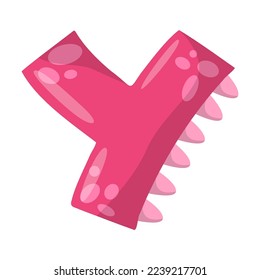 Alphabet letter Y in dinosaur font vector illustration. Cute cartoon drawing of English letter and number in dino style for kindergarten or school children. Education concept