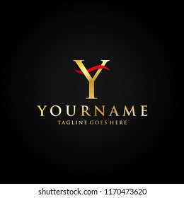 Alphabet Letter Y Gold Red Luxury Premium Abstract Logo Vector