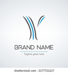 Letra alfabética Y Diseño inicial del logotipo en un tipo de letra simple y elegante, símbolo corporativo creativo único. Ilustración vectorial de acciones aislada