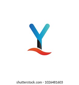 Alphabet letter y initial letter with orange wave logo icon template