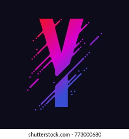 Alphabet letter Y with liquid splash and drops, abstract colorful ink abc, stylized dynamic paint trail font. Vector