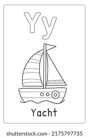 Alphabet letter Y for yatch coloring page for kids