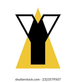 Alphabet Letter Y with Yellow Triangle Shape as Geometric Font Vector Illustration