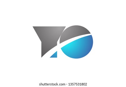 alphabet letter yo y o logo combination in blue and grey colors suitable for business and corporate identity