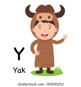 Alphabet Letter Y-yak,vector illustration