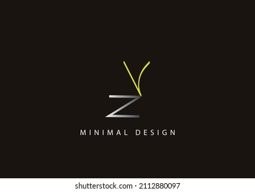 Alphabet letter YZ logo design line art