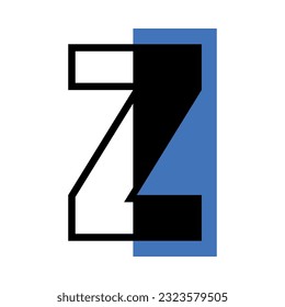Alphabet Letter Z with Blue Rectangle Shape as Geometric Font Vector Illustration