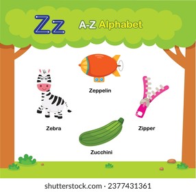 Alphabet Letter Z education vocabulary illustration vector