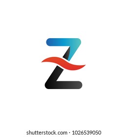 Alphabet letter z initial letter with orange wave logo icon template