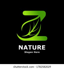 Letra alfabeta Z con plantilla de logotipo vectorial hoja. Adecuado para los negocios, la escritura, la naturaleza y el arte