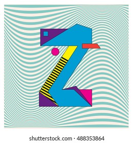 Alphabet letter Z logo. Abstract Memphis style Colorful logotype vector design template.