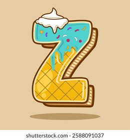 Alphabet letter Z shaped ice cream