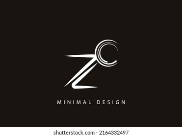 Alphabet letter ZC logo design line art