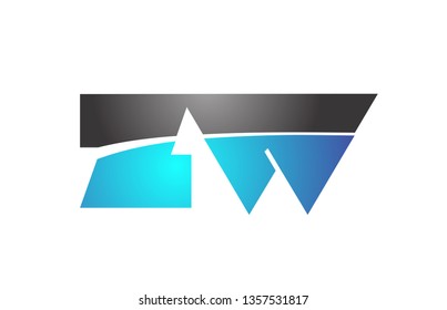 alphabet letter zw z w logo combination in blue and grey colors suitable for business and corporate identity