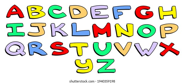 Alphabet lettering English capital isolated colorful letters